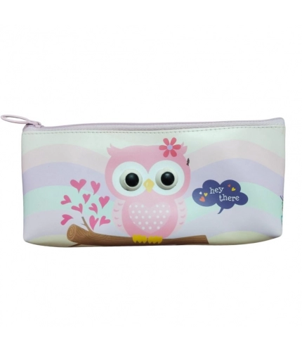 Pack Of_2 Owl Cartoon Printed Pencil Pouch |   Canvas  |   Stationery | 3+ Years