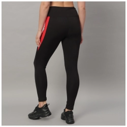 Generic Women's Lycra Blend Color Block Ankle Length Tights (Red)