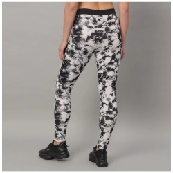 Generic Women's Lycra Blend Color Block Ankle Length Tights (Black)