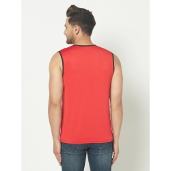 Generic Men's Casual Polyester Printed Sleeveless Vest (Red)