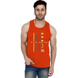 Generic Men's Casual Cotton Blended Printed Sleeveless Vest (Orange)