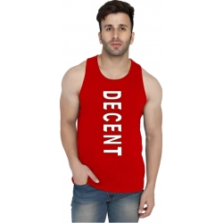 Generic Men's Casual Cotton Blended Printed Sleeveless Vest (Red)