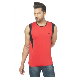 Generic Men's Casual Polyester Printed Sleeveless Vest (Red)