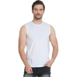 Generic Men's Casual Cotton Blended Solid Sleeveless Vest (White)