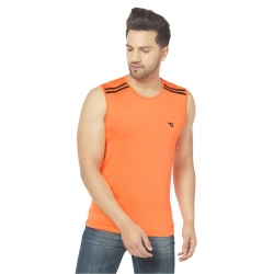 Generic Men's Casual Polyester Printed Sleeveless Vest (Orange)