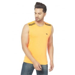 Generic Men's Casual Polyester Printed Sleeveless Vest (Yellow)