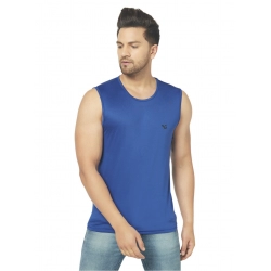 Generic Men's Casual Polyester Printed Sleeveless Vest (Blue)