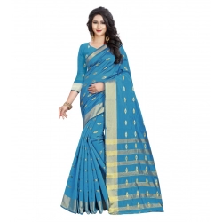Generic Women's Silk Blend Woven Saree With Unstitched Blouse 5.5Mtr (Light Green)