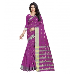 Generic Women's Silk Blend Woven Saree With Unstitched Blouse 5.5Mtr (Pink)