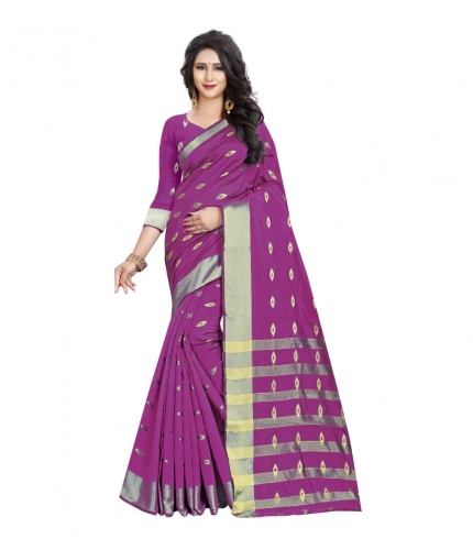 Generic Women's Silk Blend Woven Saree With Unstitched Blouse 5.5Mtr (Pink)