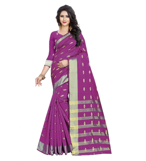 Generic Women's Silk Blend Woven Saree With Unstitched Blouse 5.5Mtr (Pink)