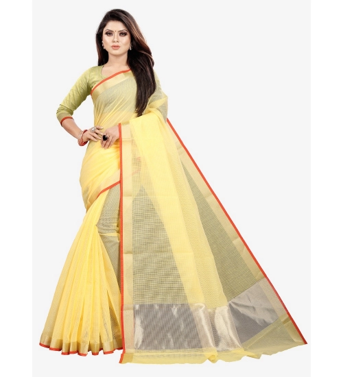 Generic Women's Silk Blend Striped Saree With Unstitched Blouse 5.5Mtr (Yellow) Generic Women's Silk Blend Striped Saree With Unstitched Blouse 5.5Mtr (Yellow)