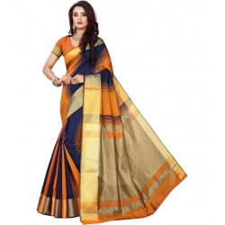 Generic Women's Jacquard Woven Saree With Unstitched Blouse 5.5Mtr (Orange)
