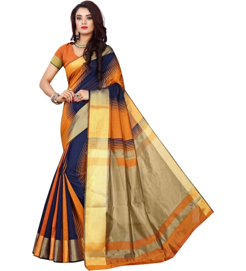 Generic Women's Jacquard Woven Saree With Unstitched Blouse 5.5Mtr (Orange)