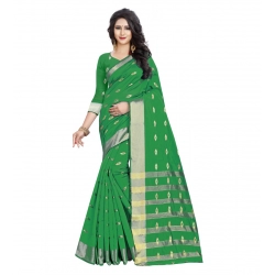 Generic Women's Silk Blend Woven Saree With Unstitched Blouse 5.5Mtr (Green)