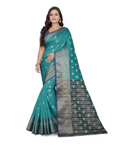 Generic Women's Jacquard Woven Saree With Unstitched Blouse 5.5Mtr (Green)