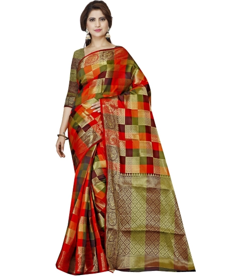 Generic Women's Jacquard Woven Saree With Unstitched Blouse 5.5Mtr (Multicolor)