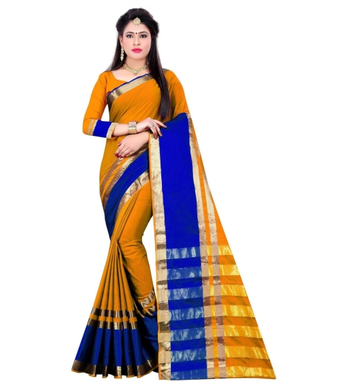 Generic Women's Jacquard Woven Saree With Unstitched Blouse 5.5Mtr (Mustard)