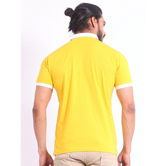 Generic Men's Casual Cotton Printed Polo Neck Half Sleeve T-Shirt (Yellow) Generic Men's Casual Cotton Printed Polo Neck Half Sleeve T-Shirt (Yellow)