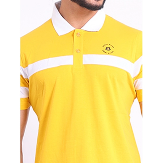 Generic Men's Casual Cotton Printed Polo Neck Half Sleeve T-Shirt (Yellow)