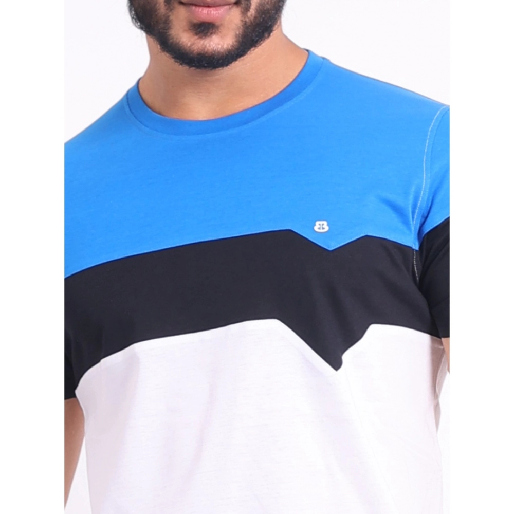 Men's Casual Cotton Printed Round Neck Half Sleeve T-Shirt (Multicolor)