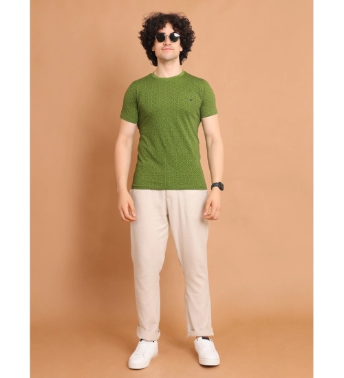 Generic Men's Casual Cotton Printed Round Neck Half Sleeve T-Shirt (Green)