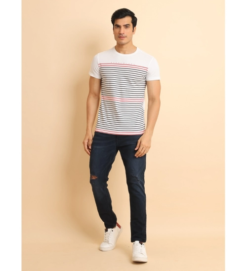 Generic Men's Casual Cotton Printed Round Neck Half Sleeve T-Shirt (White)