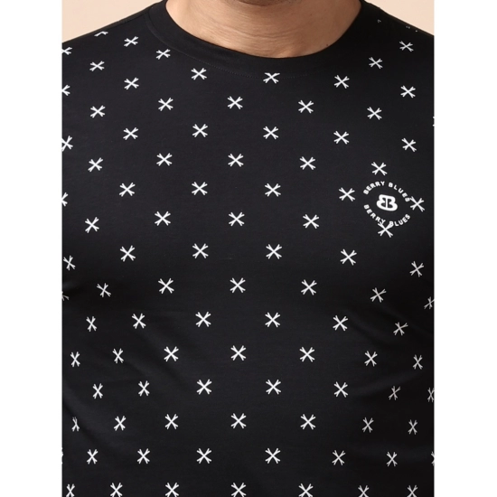 Generic Men's Casual Cotton Printed Round Neck Full Sleeve T-Shirt (Black)