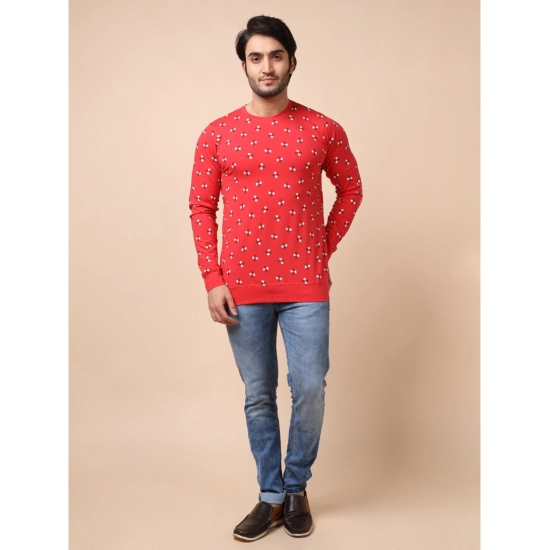 Generic Men's Casual Cotton Printed Round Neck Full Sleeve T-Shirt (Red) Generic Men's Casual Cotton Printed Round Neck Full Sleeve T-Shirt (Red)