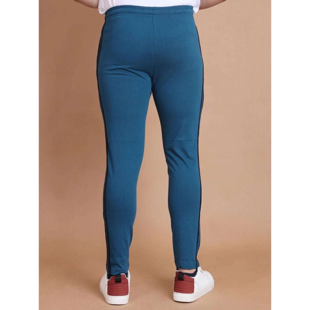 Men's Casual Cotton Striped Full Length Track Pant (Blue)