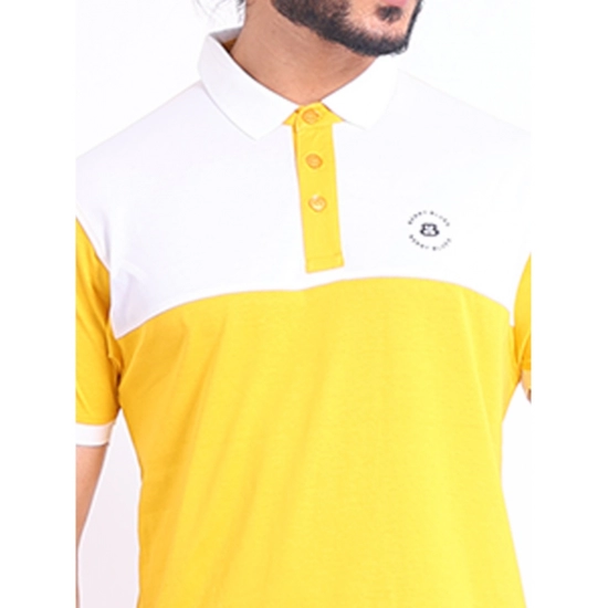 Generic Men's Casual Cotton Printed Polo Neck Half Sleeve T-Shirt (Yellow) Generic Men's Casual Cotton Printed Polo Neck Half Sleeve T-Shirt (Yellow)