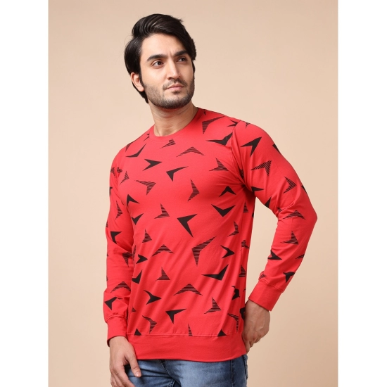 Generic Men's Casual Cotton Printed Round Neck Full Sleeve T-Shirt (Red) Generic Men's Casual Cotton Printed Round Neck Full Sleeve T-Shirt (Red)