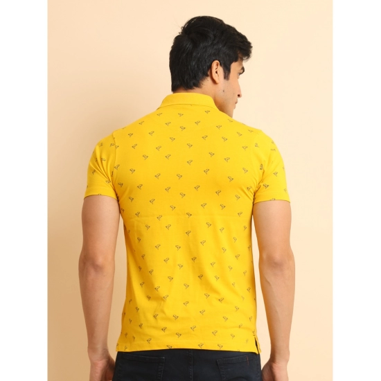 Generic Men's Casual Cotton Printed Polo Neck Half Sleeve T-Shirt (Yellow)