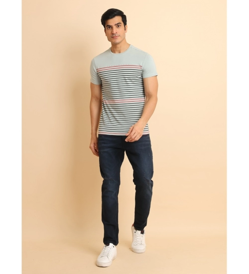Generic Men's Casual Cotton Printed Round Neck Half Sleeve T-Shirt (Grey)