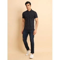 Men's Casual Cotton Printed Polo Neck Half Sleeve T-Shirt (Black) Men's Casual Cotton Printed Polo Neck Half Sleeve T-Shirt (Black)