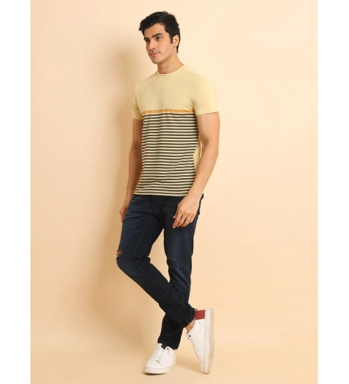 Generic Men's Casual Cotton Printed Round Neck Half Sleeve T-Shirt (Brown)