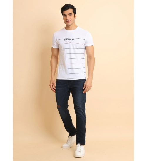 Generic Men's Casual Cotton Printed Round Neck Half Sleeve T-Shirt (White)