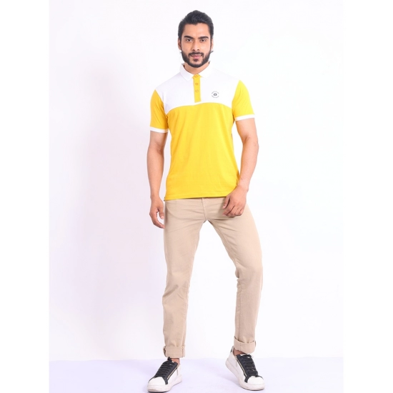 Generic Men's Casual Cotton Printed Polo Neck Half Sleeve T-Shirt (Yellow) Generic Men's Casual Cotton Printed Polo Neck Half Sleeve T-Shirt (Yellow)
