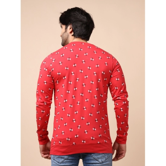 Generic Men's Casual Cotton Printed Round Neck Full Sleeve T-Shirt (Red) Generic Men's Casual Cotton Printed Round Neck Full Sleeve T-Shirt (Red)