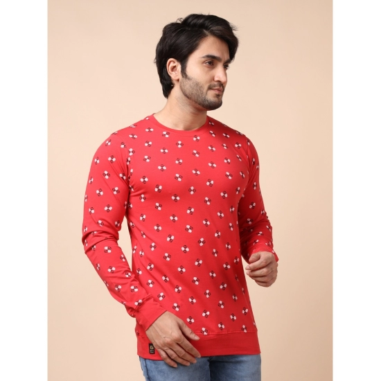 Generic Men's Casual Cotton Printed Round Neck Full Sleeve T-Shirt (Red) Generic Men's Casual Cotton Printed Round Neck Full Sleeve T-Shirt (Red)