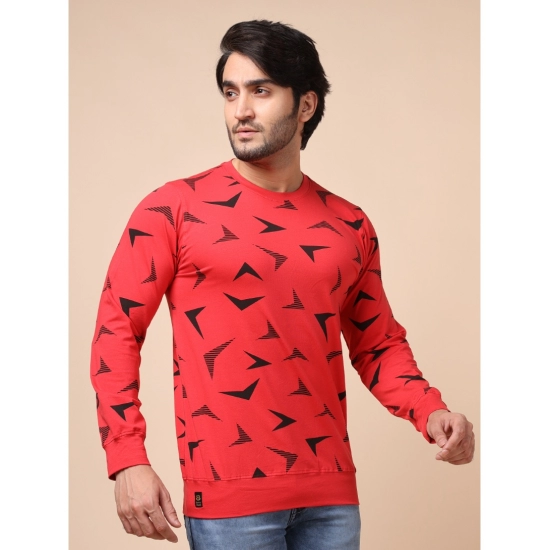 Generic Men's Casual Cotton Printed Round Neck Full Sleeve T-Shirt (Red) Generic Men's Casual Cotton Printed Round Neck Full Sleeve T-Shirt (Red)