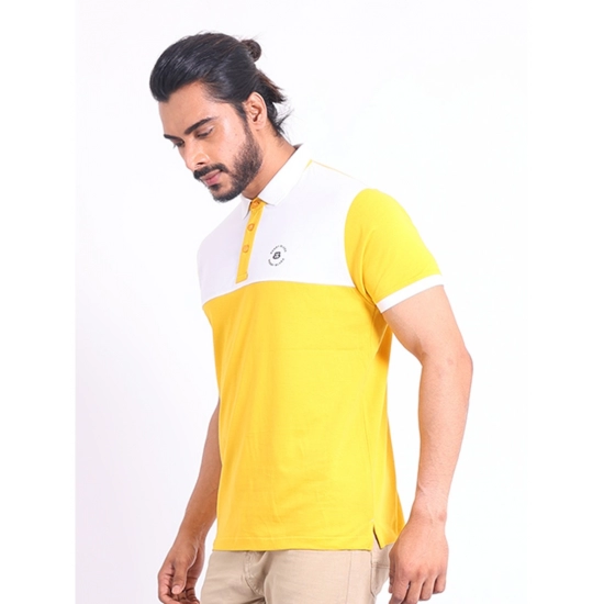 Generic Men's Casual Cotton Printed Polo Neck Half Sleeve T-Shirt (Yellow) Generic Men's Casual Cotton Printed Polo Neck Half Sleeve T-Shirt (Yellow)