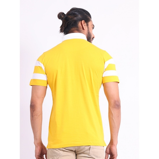 Generic Men's Casual Cotton Printed Polo Neck Half Sleeve T-Shirt (Yellow)