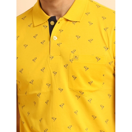 Generic Men's Casual Cotton Printed Polo Neck Half Sleeve T-Shirt (Yellow)