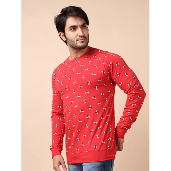 Generic Men's Casual Cotton Printed Round Neck Full Sleeve T-Shirt (Red) Generic Men's Casual Cotton Printed Round Neck Full Sleeve T-Shirt (Red)