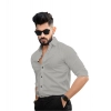 Generic Men's Casual Full Sleeve Poly Viscose Collar Neck Shirt (Grey)