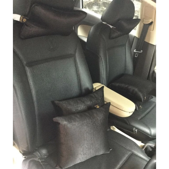 Generic Pack Of_6 Polyester Solid Car Pillow Sets (Black, Size: 12x12 In)