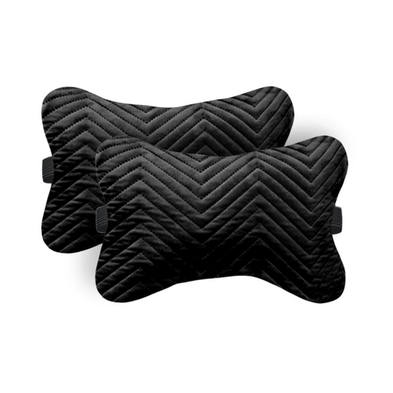Generic Pack Of_2 Velvet zig zag Bone Neck Pillow (Black, Size: 6x10 In) Generic Pack Of_2 Velvet zig zag Bone Neck Pillow (Black, Size: 6x10 In)