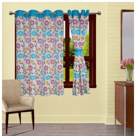 Generic Cotton Printed Curtains (Multicolor, Size: 54x60 In)