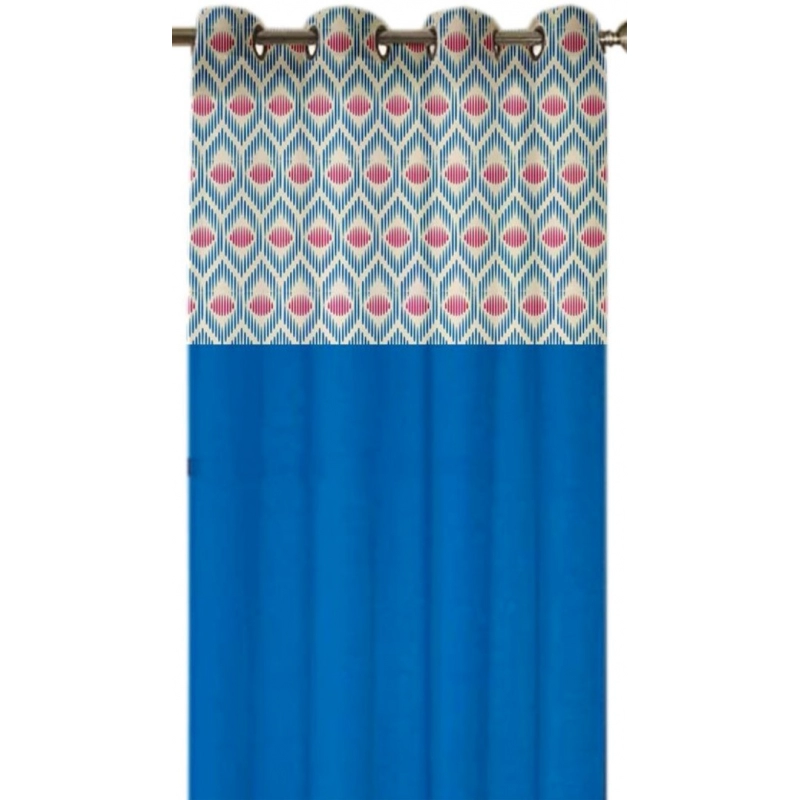 Generic Cotton Printed Curtains (Blue, Size: 54x90 In)